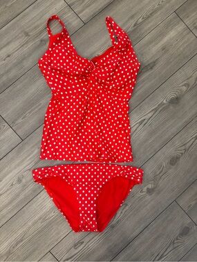 Sunsets Red Polka Dot Tankini Set - Classic Feminine Swimwear